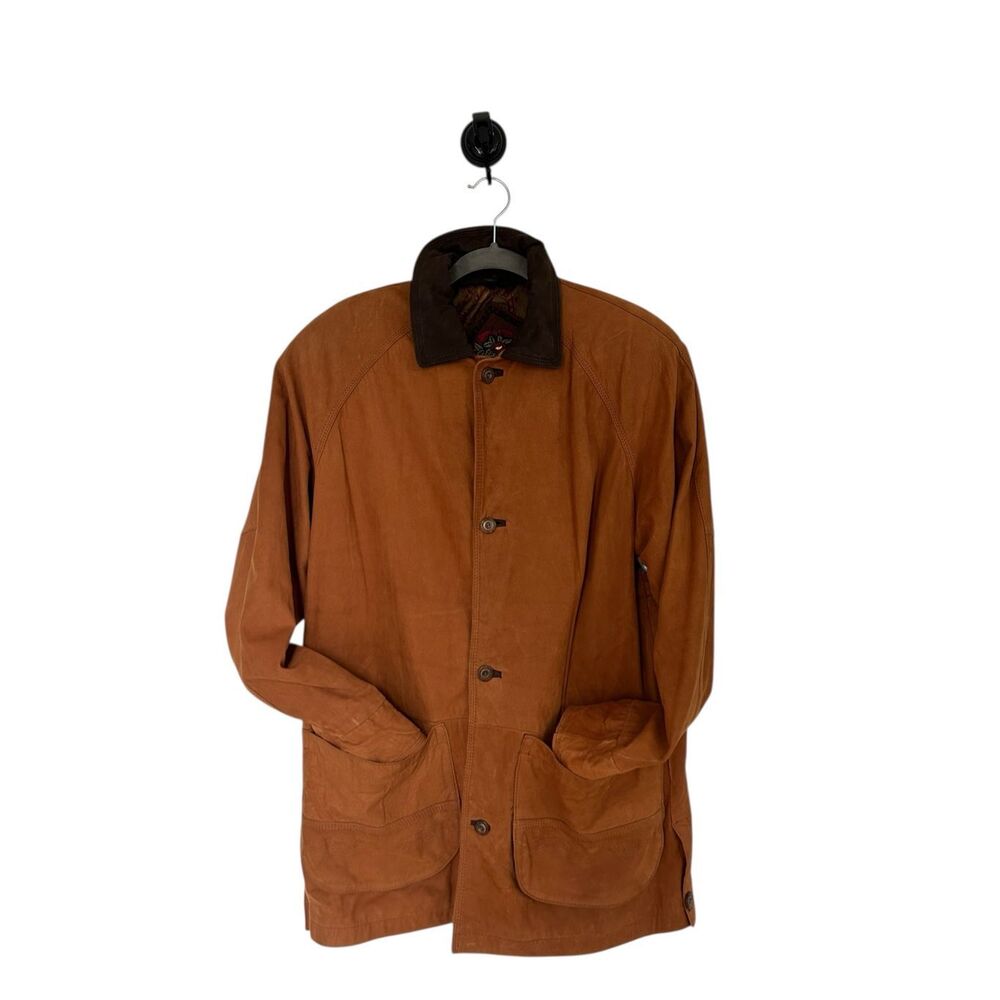 Vintage Hunters Run Leather Button Up Coat Jacket Brown Women's Size Medium
